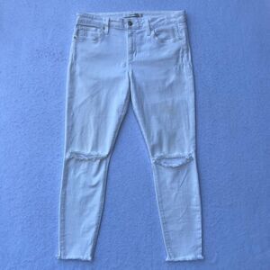 Womens Joes Jeans Finn Ankle White Holes Disstressed Pants‎ Size 30 GUC